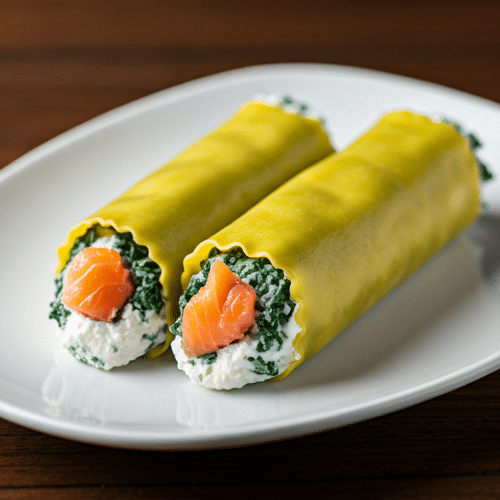 Cannelloni con salmone e spinaci