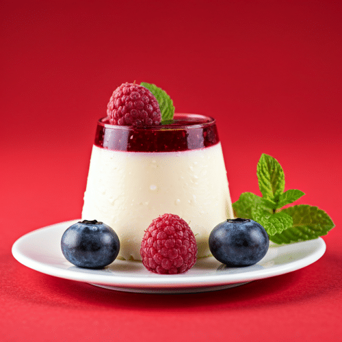 Panna cotta met frambozencoulis