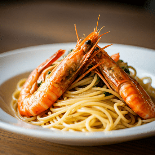 Spaghetti aglio olio con gamberi