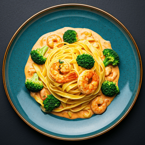 Tagliatelle scampi broccoli