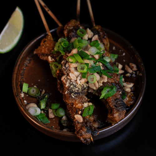 4 satay Ayam (chicken Satay with peanut sauce)