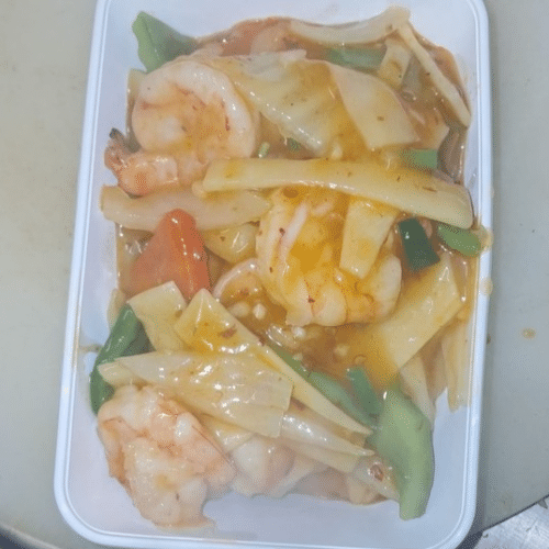 Garnalen in pikante saus