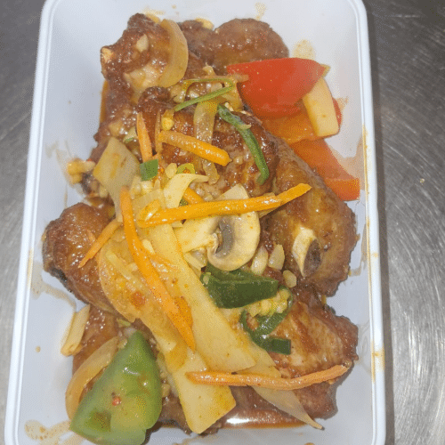 Gebakken ribbetjes in lookbotersaus