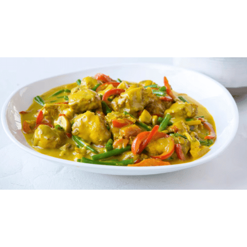 Thaise gele curry met kip en kokosmelk