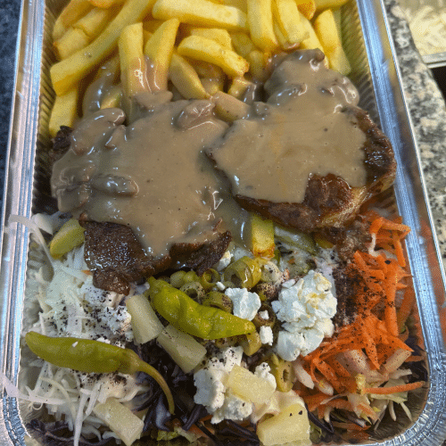 Assiette steak champignon