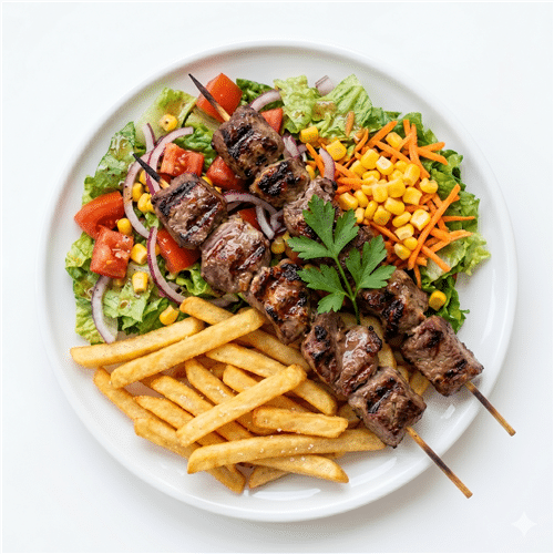 Assiette brochette d'agneau