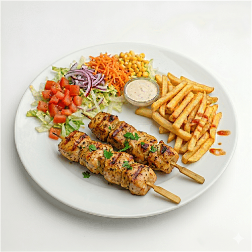 Assiette brochette de poulet