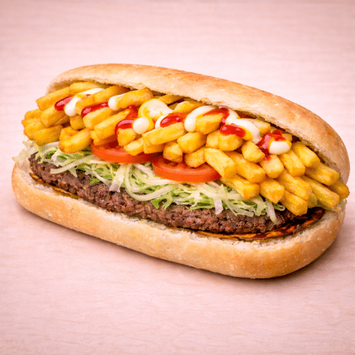 Franse hamburger met frietjes