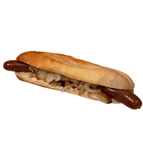 Saucisse géante avec oignons