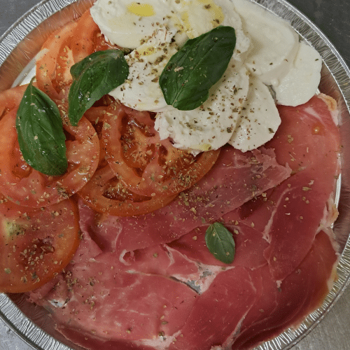 Mozzarella de buffle, tomate, jambon de Parme