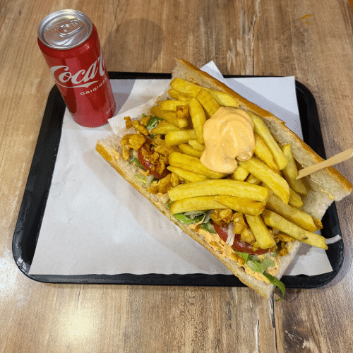 Menu mitraillette poulet mariné