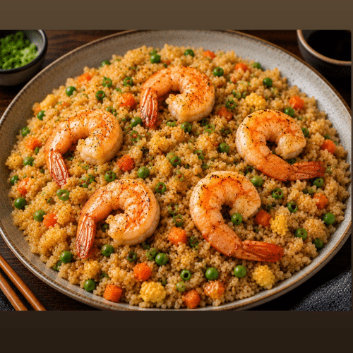 Gebakken rijst met scampi