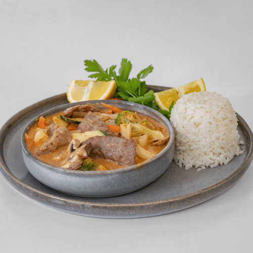 Boeuf au curry rouge et lait de coco