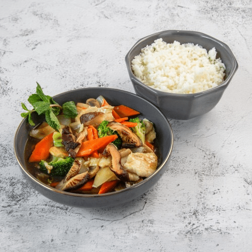 Boeuf aux champignons chinois & légumes