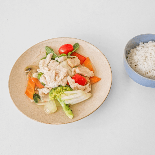Dés de poulet à l'ail