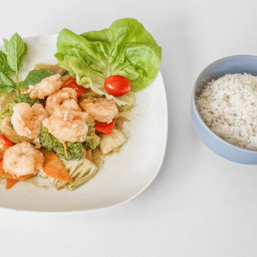 Grandes crevettes sauce curry