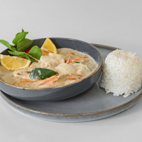 Poulet au curry vert et lait de coco