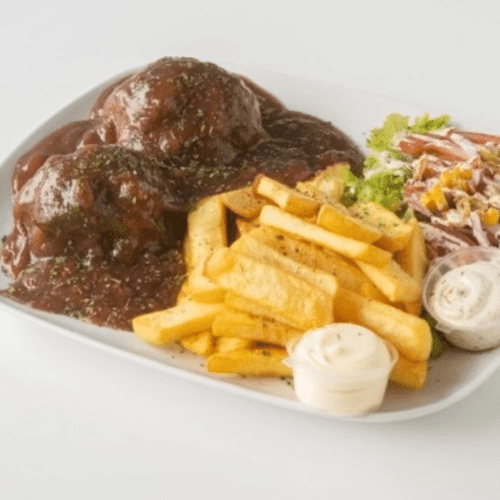 Grande assiette boulette sauce lapin (2 pièces)