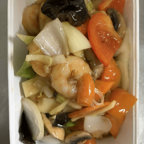 88. Scampi's met groenten