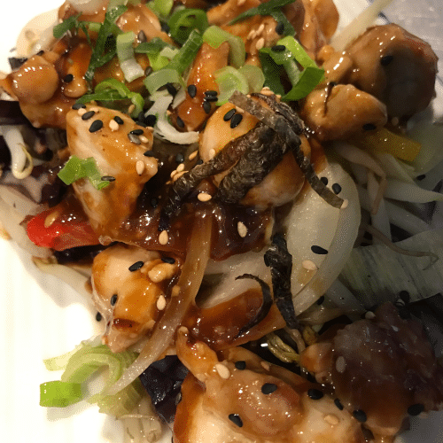 Kipfilet teriyaki saus schotel