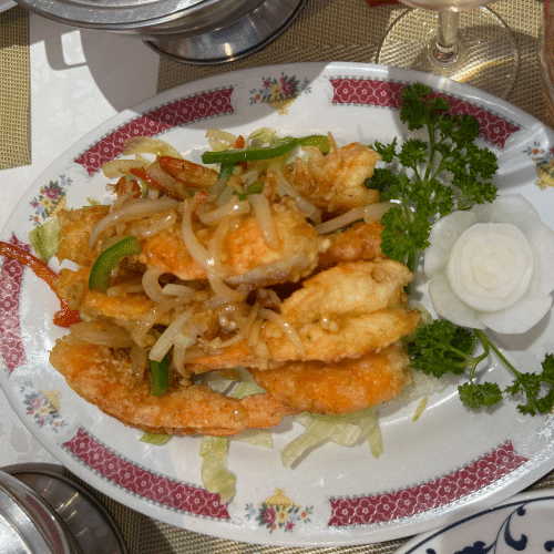 Scampis grillées aux oignons