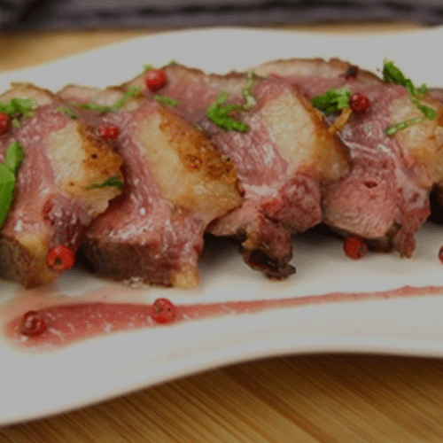 Magret de canette baies rose