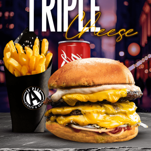 Menu burger triple cheese