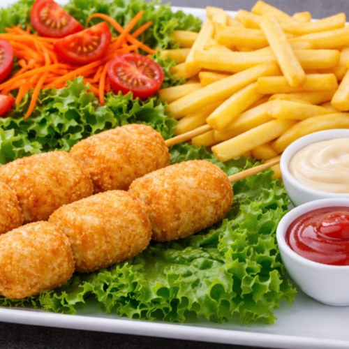 Assiette brochette de cabillaud