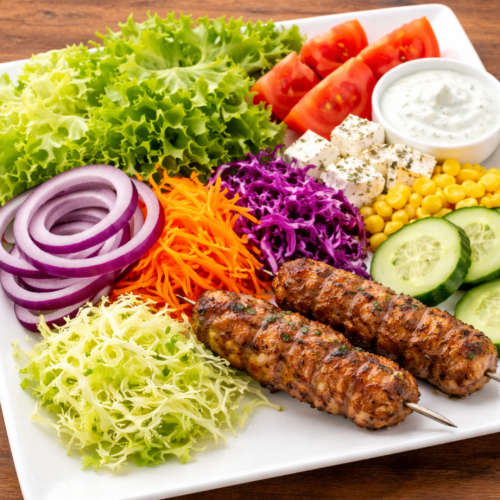 Assiette brochette de poulet