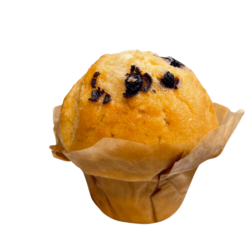 Muffin fourré framboise pépites de chocolat blanc