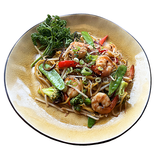 Yakisoba aux scampis