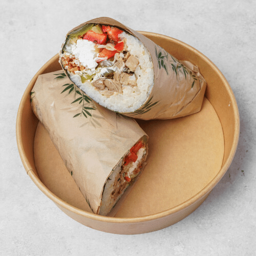 Vegan garlic chicken burrito
