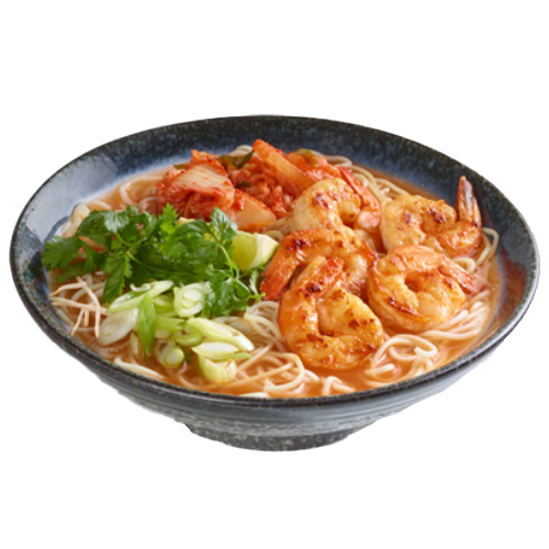 Chilli prawn and kimchi ramen