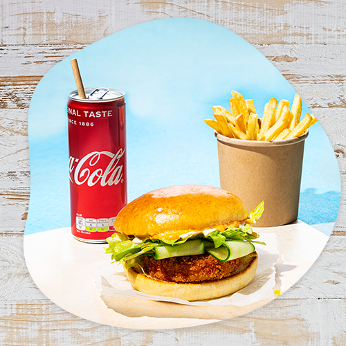 Salmon burger menu