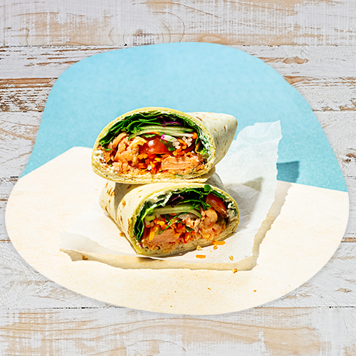 Pulled smoked salmon wrap