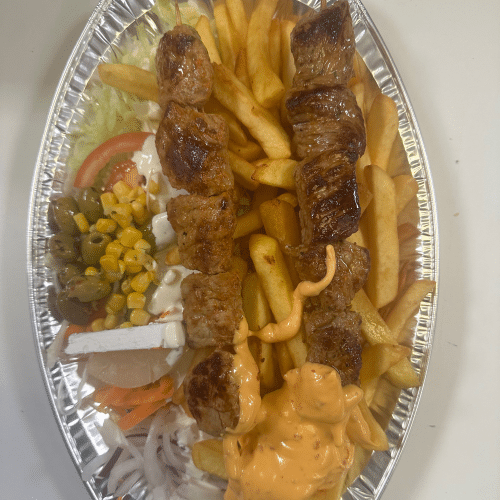 Assiette brochette de bœuf