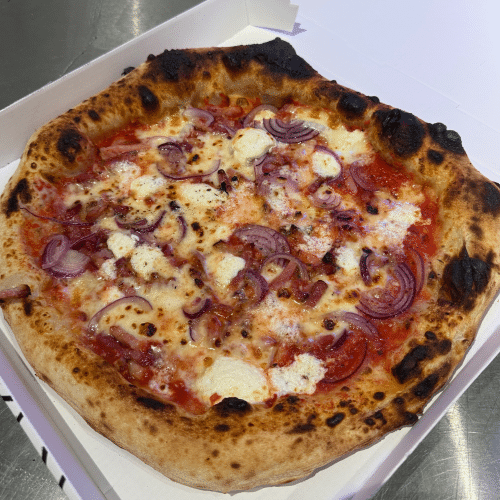 Pizza chèvre miel lardons