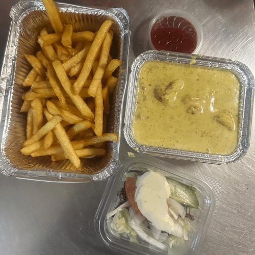 Schotel scampis curry