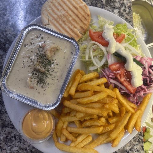 Schotel scampis garlic