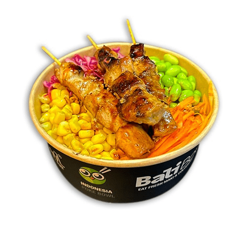 Bali poke bowl salade saté poulet