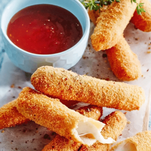 Mozzarella sticks met potje chilisaus 10 stuks