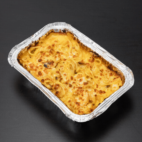 Pasta curry scampi