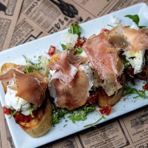 Bruschetta pomodore burrata e parma