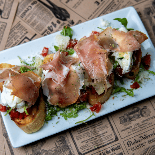 Bruschetta parmaham en burrata