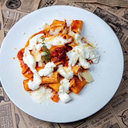 Paccheri 'nduja e burrata