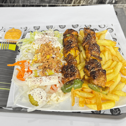 Assiette brochettes bœuf (2 pièces)