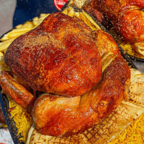 London Roasted Chicken with chips & rice x 1/2