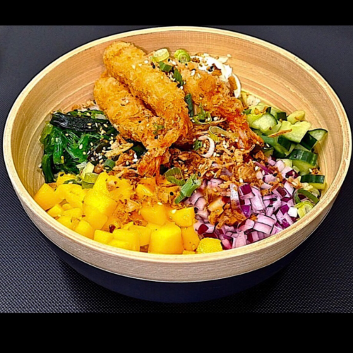 Poke shrimp tempura mango