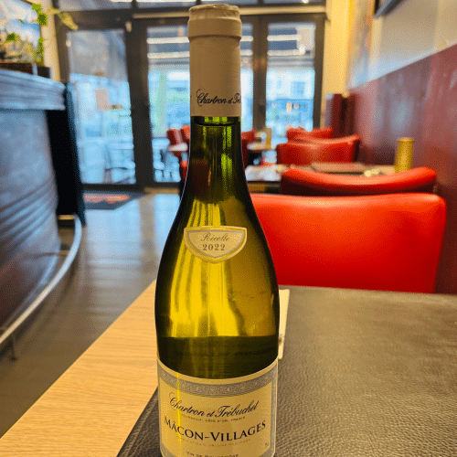 Bottle of white wine Macon Villages