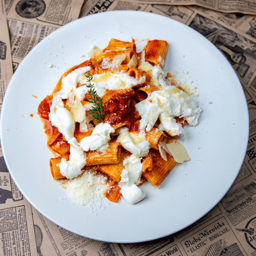 Paccheri Nduja en Burrata ( Spicy)